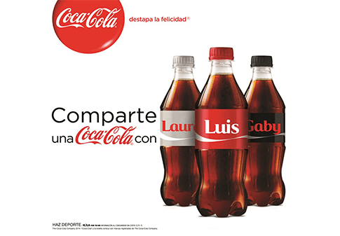 Imagen publicitaria de la campaña Comparte una Coca Cola con…
